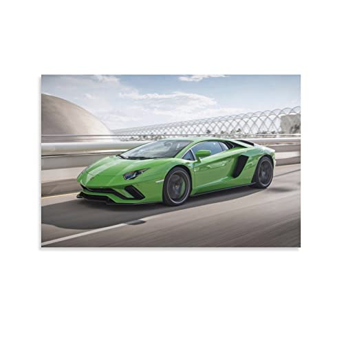 Supercar Poster für Grün Lamborghini Aventador Rennauto Poster Dekorative Malerei Leinwand Wandposter und Kunstbild Druck Moderne Familie Schlafzimmer Dekor Poster von CLTE