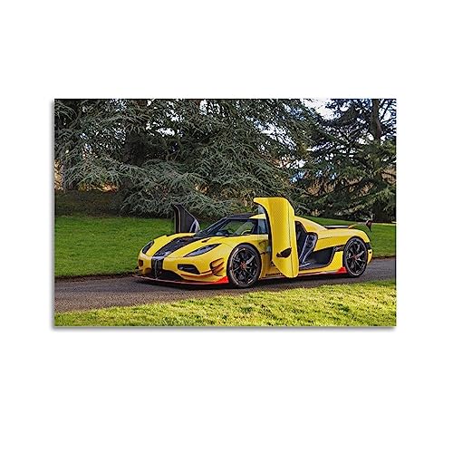 Supercar Poster für Koenigsegg Agera RS Yellow Racing Hypercar Dekorative Malerei Leinwand Wandkunst Bild von CLTE