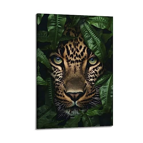 Tierposter Leoparden in The Tropical Jungle Poster Dekorative Malerei Leinwand Wandposter und Kunstbild Druck Moderne Familie Schlafzimmer Dekor Poster von CLTE