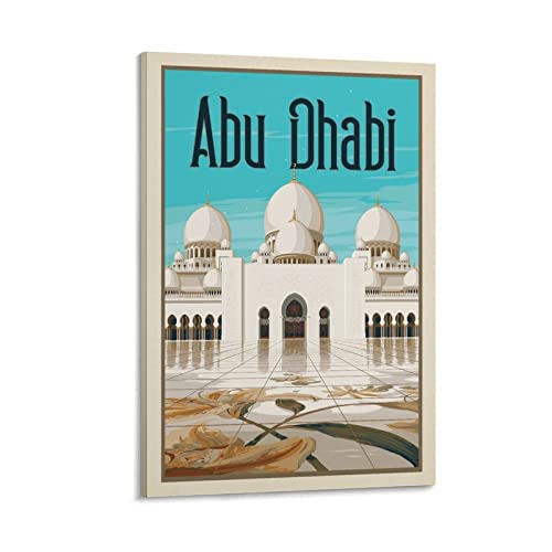 Vintage Poster Abu Dhabi Poster Dekorative Malerei Leinwand Wandposter und Kunstbild Druck Moderne Familie Schlafzimmer Dekor Poster von CLTE