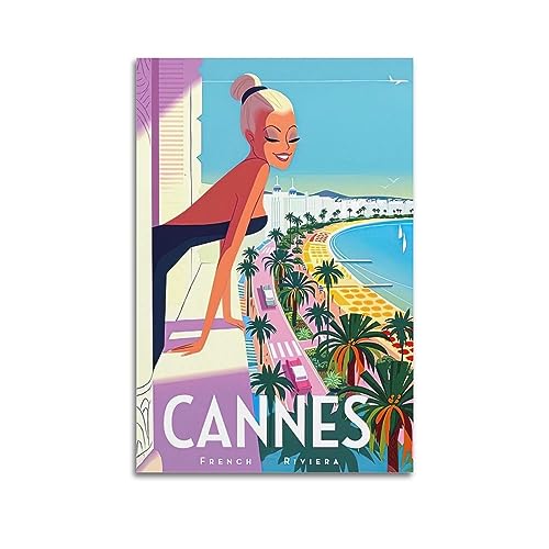 Vintage-Reiseposter Frankreich Cannes Landschaft, dekoratives Gemälde, Leinwand-Wandposter und Kunstdruck, modernes Familienschlafzimmer-Dekor-Poster, 30 x 45 cm von CLTE