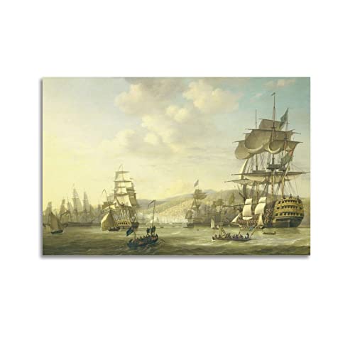 Vintage Segelboot Poster Europäisches Mittelalter Segelboot Schlachtschiff Marineschiff Poster Dekorative Malerei Leinwand Wandposter und Kunstbild Druck Moderne Familie Schlafzimmer Dekor Poster von CLTE