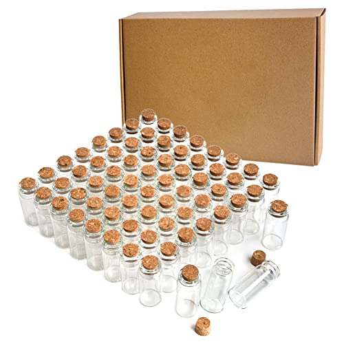 CLTPY 105pcs 10ml Mini Glasflaschen mit Korken - 22 x 50mm Reagenzgläser mit Korken,reagenzglas mit korken,Glas mit Korken,Glasfläschchen mit Korken,Glasflaschen zum Befüllen,Kleine Gläser mit Korken von CLTPY