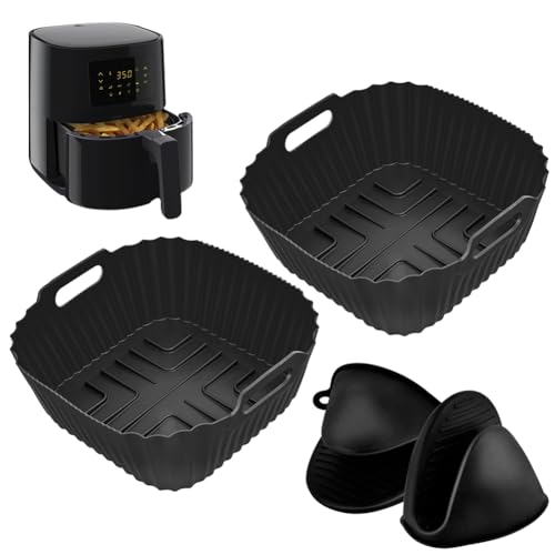 CLTPY 2 Stück Silikonform Heißluftfritteuse mit Lsolierte Backhandschuhe Kompatibel für Philips 4,1L (HD9252, HD9200, HD9255), Philips Airfryer Zubehör, Airfryer Silikonform kann Wiederverwendet von CLTPY