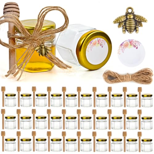 CLTPY 30 Stück 45ml Honiggläser Sechseckige mit Holzlöffeln, Kleine Honiggläser, Kleine Gläser mit Deckel, Mini Honigglas, Mini Marmelade, Mini Nutella Gläser für Babyparty, Hochzeit Gastgeschenk CLTPY 30 Stück 45ml Honiggläser Sechseckige mit Holzlöffeln, Kleine Honiggläser, Kleine Gläser mit Deckel, Mini Honigglas, Mini Marmelade, Mini Nutella Gläser für Babyparty, Hochzeit Gastgeschenk von CLTPY