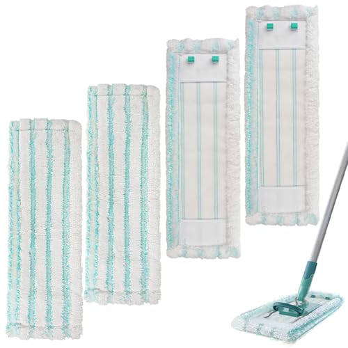 CLTPY 4 Stück Bodenwischer Set Wischbezüge für Leifheit Profi XL Micro Duo/Cotton Plus, Ersatzbezug Kompatibel für alle Bodenarten, Wischmopp Bezug von CLTPY