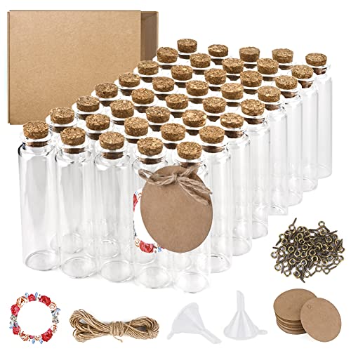 CLTPY 40 Stück 20ml Reagenzglas mit Korken, Reagenzgläser mit Korken, Glas Reagenzgläser für Blumen, Glasröhrchen, Kleine Glasflaschen zum Befüllen für Gastgeschenke Hochzeit Party, Ø22mm x 80mm von CLTPY