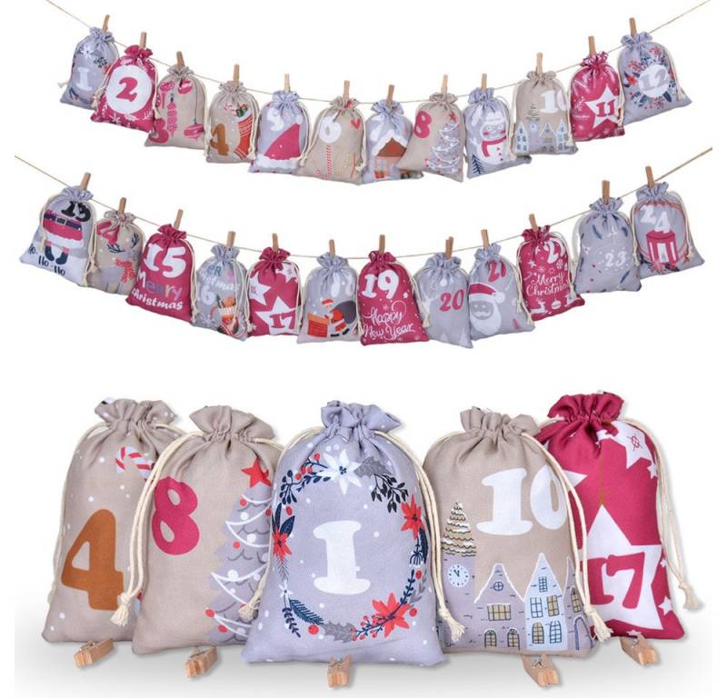 CLTYQ Adventskalender Adventskalender zum Befüllen Gedruckte Weihnachtskalender, Geschenkbeutel Selberfüllen, Weihnachtskalender mit 24 Säckchen CLTYQ Adventskalender Adventskalender zum Befüllen Gedruckte Weihnachtskalender, Geschenkbeutel Selberfüllen, Weihnachtskalender mit 24 Säckchen von CLTYQ