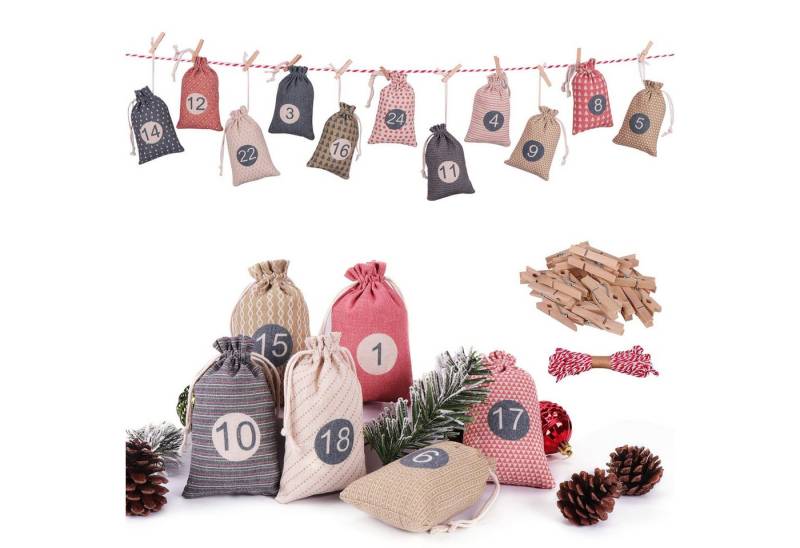 CLTYQ Adventskalender Adventskalender zum Selber Befüllen, Weihnachtskalender Aufhängen, 24Stoffsäckchen Selbst Befüllen Bastelset,Weihnachten Geschenksäckchen CLTYQ Adventskalender Adventskalender zum Selber Befüllen, Weihnachtskalender Aufhängen, 24Stoffsäckchen Selbst Befüllen Bastelset,Weihnachten Geschenksäckchen von CLTYQ