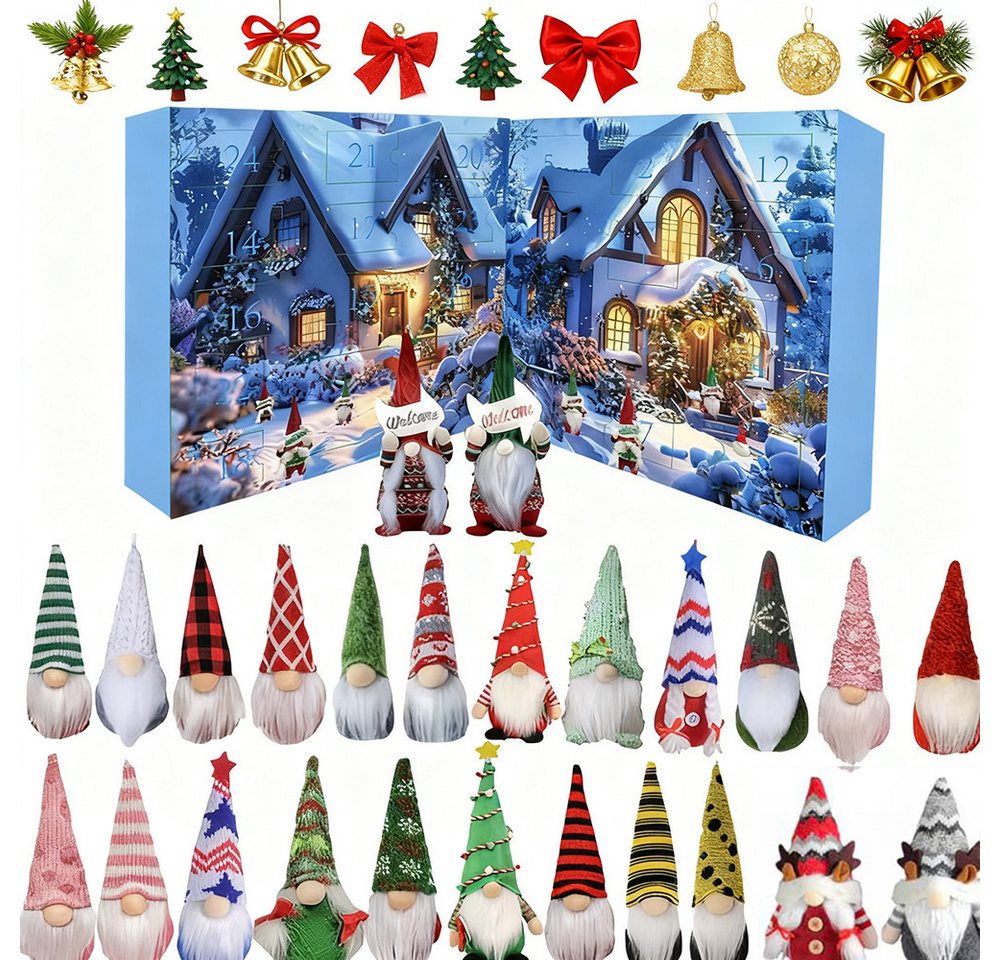 CLTYQ Adventskalender Gnome Adventskalender 2025, 24 Tage Weihnachtsgnome Countdown, Weihnachtsgnome-Plüschpuppen Spielzeug für Kinder und Babys CLTYQ Adventskalender Gnome Adventskalender 2025, 24 Tage Weihnachtsgnome Countdown, Weihnachtsgnome-Plüschpuppen Spielzeug für Kinder und Babys von CLTYQ