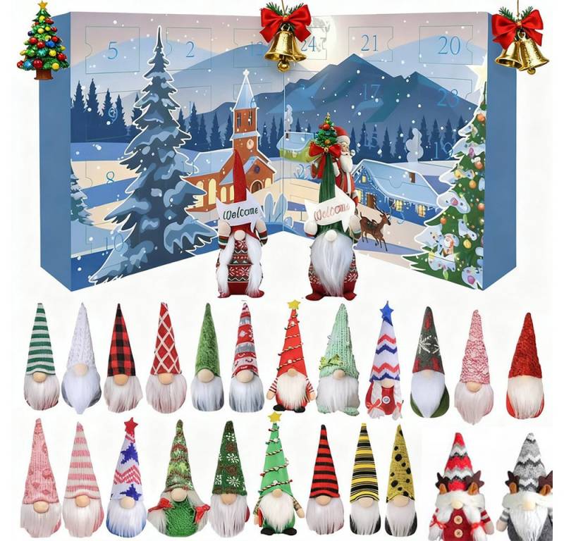 CLTYQ Adventskalender Gnome Adventskalender 2025, 24 Tage Weihnachtsgnome Countdown, Weihnachtsgnome-Plüschpuppen Spielzeug für Kinder und Babys von CLTYQ