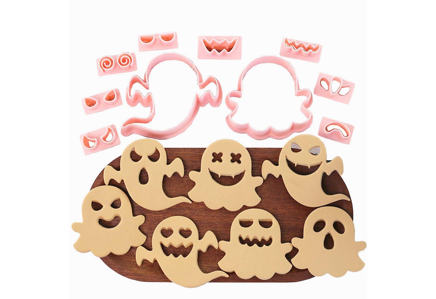 CLTYQ Ausstechform Ausstechformen Kinder Set Backform Mini Halloween Silikonform, (10-St), Mini-Geister-Ausstechformen, DIY-Keksstempel mit 3D-Halloween von CLTYQ
