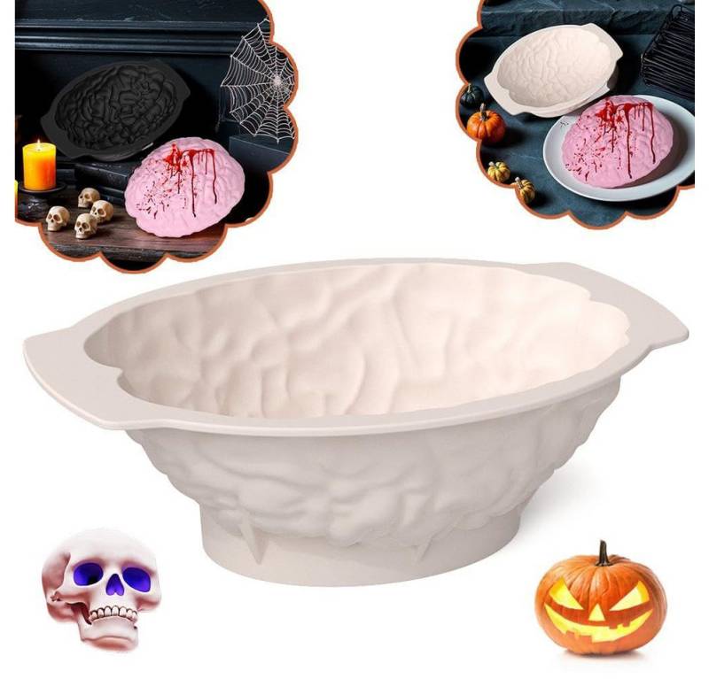 CLTYQ Backform Silicone Brain Mold for Halloween – 7.2cm Realistic Human Brain, Resin, Ice Cubes, Christmas Cookies, and Candies with Base,3D von CLTYQ
