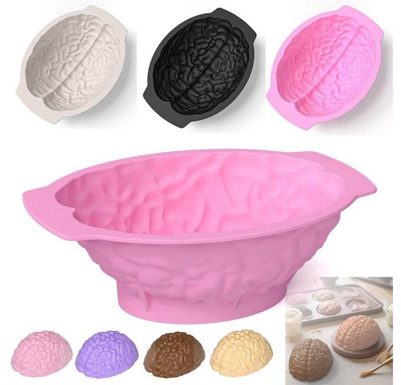CLTYQ Backform Silicone Brain Mold for Halloween – 7.2cm Realistic Human Brain, Resin, Ice Cubes, Christmas Cookies, and Candies with Base,3D von CLTYQ