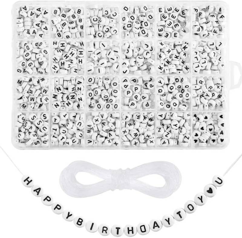 CLTYQ Bastelperlen 1200er Pack Buchstabenperlen für Armbänder,runde Buchstabenperlen, Alphabetperlen-Set, Buchstabenperlen Bastelset für Armbänder CLTYQ Bastelperlen 1200er Pack Buchstabenperlen für Armbänder,runde Buchstabenperlen, Alphabetperlen-Set, Buchstabenperlen Bastelset für Armbänder von CLTYQ