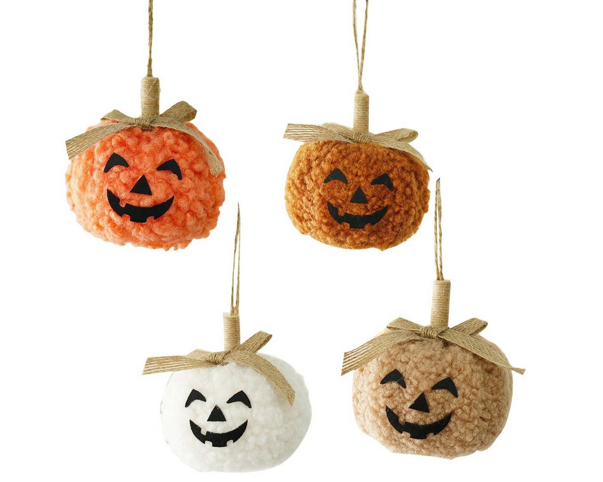 CLTYQ Dekofigur 4er Set Mini Kürbis Deko Halloween Deko zum Aufhängen Herbstdeko (4 St), Hängedeko, Zierkürbisse zum Aufhängen, Tischdeko Herbs von CLTYQ