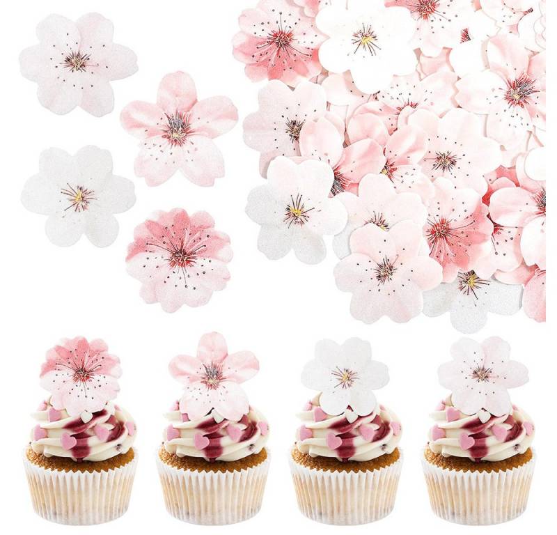 CLTYQ Hängedekoration 75 Stück Essbare Tortendeko Blumen, Esspapier Blüten für Kuchen (75 St), Cupcakes & Hochzeiten, Perfekte Deko für Mädchen und Desserts von CLTYQ