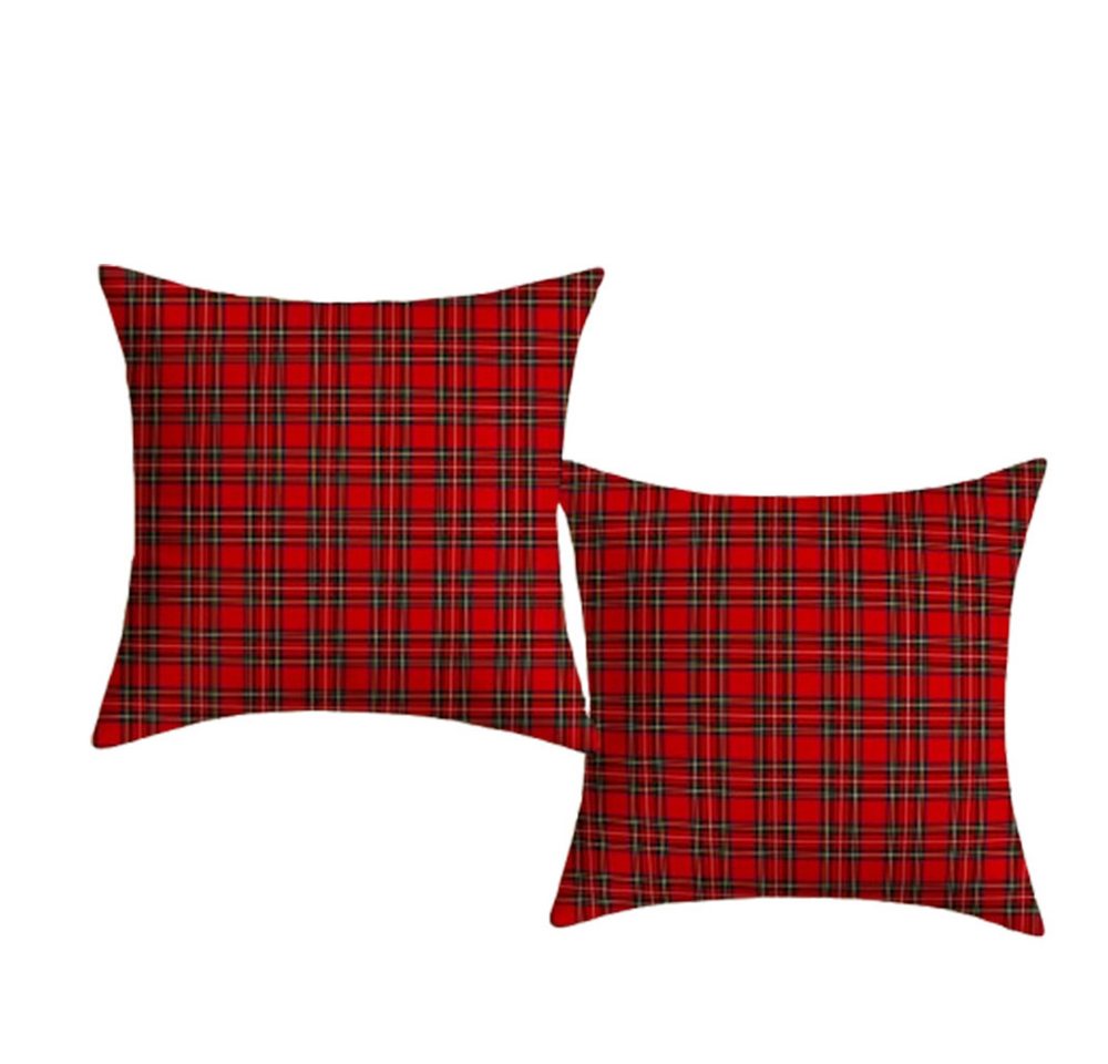 CLTYQ Kissenbezüge 2er Set Weihnachtskissenbezüge mit Karomuster für festliche, Accent Doppelseitiger Digitaldruck,Rot Kissenbezug 45x45 cm von CLTYQ