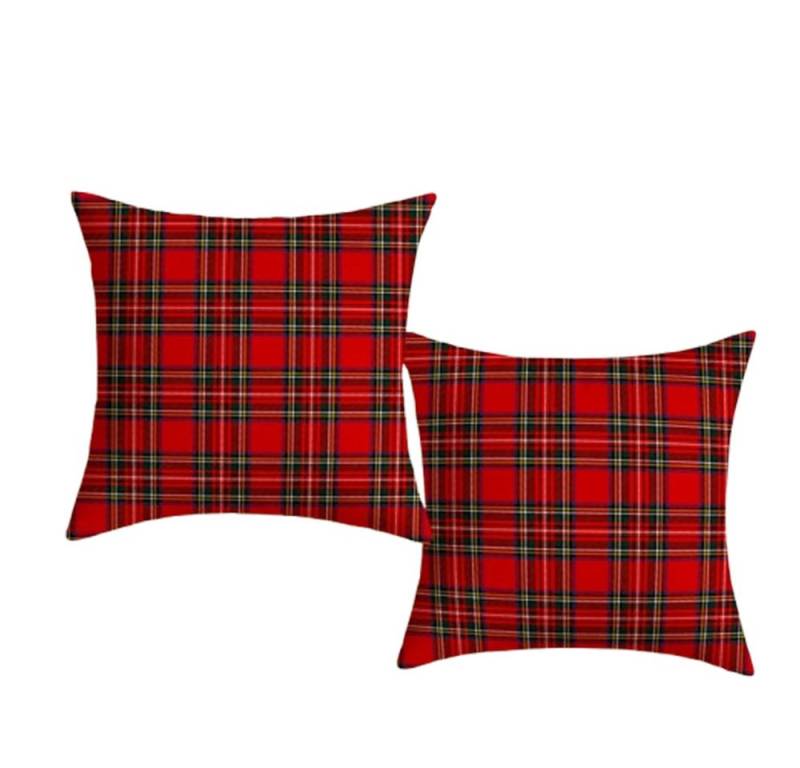 CLTYQ Kissenbezüge 2er Set Weihnachtskissenbezüge mit Karomuster für festliche, Accent Doppelseitiger Digitaldruck,Rot Kissenbezug 45x45 cm CLTYQ Kissenbezüge 2er Set Weihnachtskissenbezüge mit Karomuster für festliche, Accent Doppelseitiger Digitaldruck,Rot Kissenbezug 45x45 cm von CLTYQ