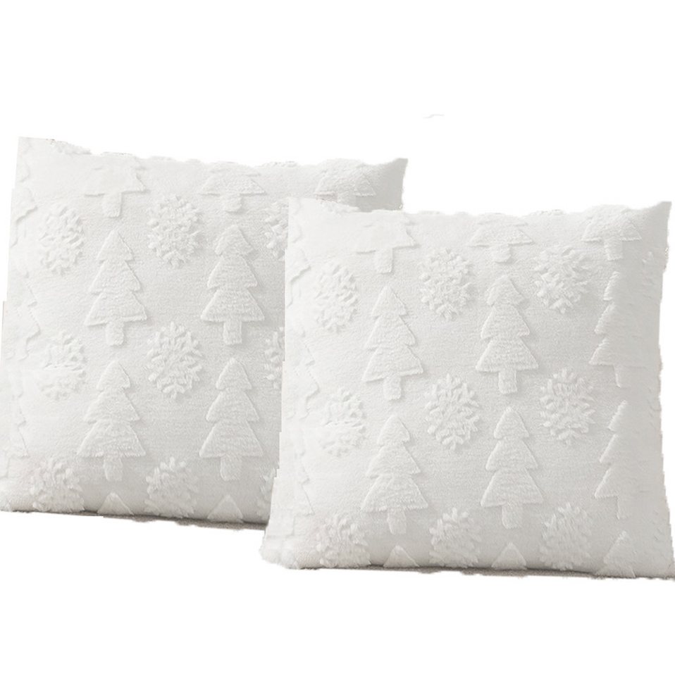 CLTYQ Kissenbezug Kissenbezug Weihnachten 2 Stück, 45 x 45 cm, Weihnachtsdekoration, weicher Plüsch,Weihnachtsbaum, Schneeflocke,Urlaub Dekoration von CLTYQ