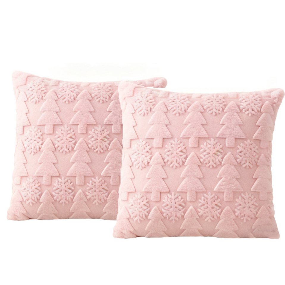 CLTYQ Kissenbezug Kissenbezug Weihnachten 2 Stück, 45 x 45 cm, Weihnachtsdekoration, weicher Plüsch,Weihnachtsbaum, Schneeflocke,Urlaub Dekoration von CLTYQ