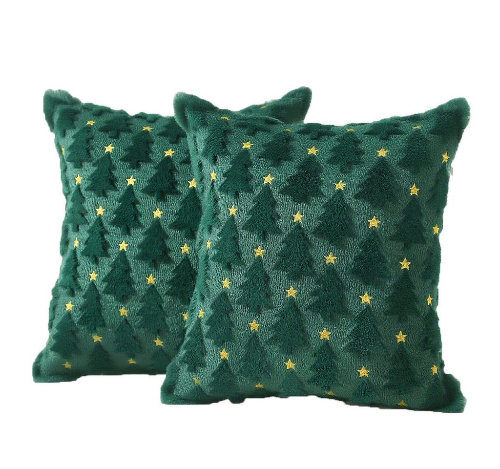 CLTYQ Kissenbezug Kissenbezug Weihnachten 2 Stück, Weihnachtsbaum-Kissenbezüge,45x45 cm, Weihnachtsdeko Kissenbezug Plüsch-Kunstfell, weicher Kissenbezug von CLTYQ