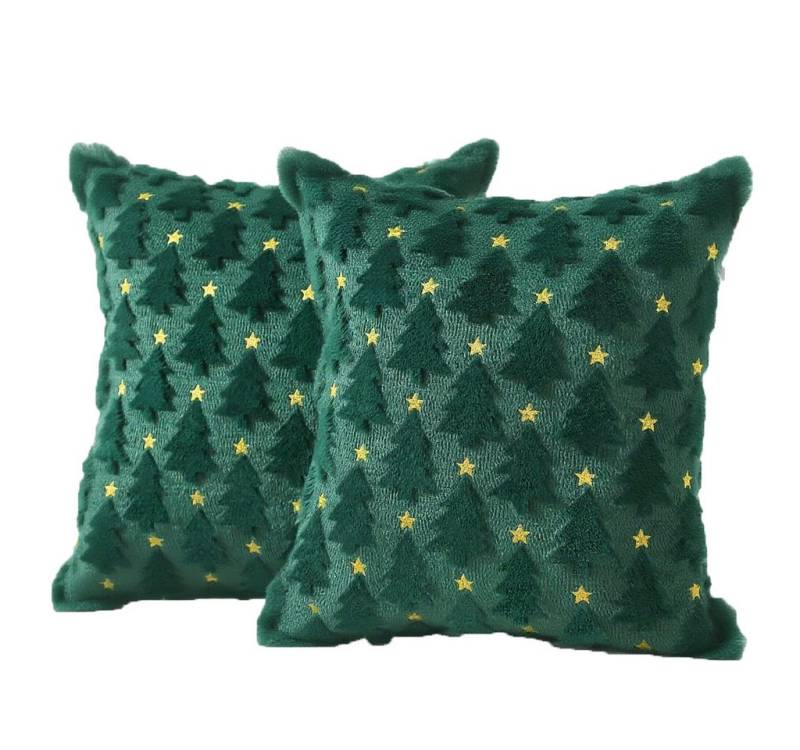 CLTYQ Kissenbezug Kissenbezug Weihnachten 2 Stück, Weihnachtsbaum-Kissenbezüge,45x45 cm, Weihnachtsdeko Kissenbezug Plüsch-Kunstfell, weicher Kissenbezug von CLTYQ