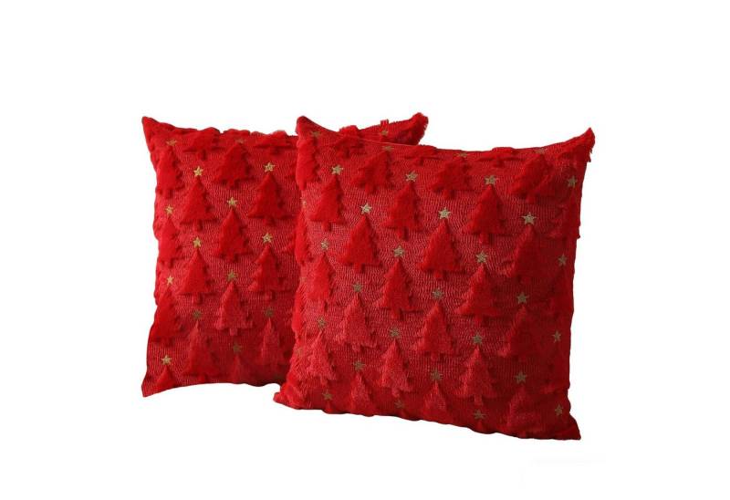 CLTYQ Kissenbezug Kissenbezug Weihnachten 2 Stück, Weihnachtsbaum-Kissenbezüge,45x45 cm, Weihnachtsdeko Kissenbezug Plüsch-Kunstfell, weicher Kissenbezug von CLTYQ