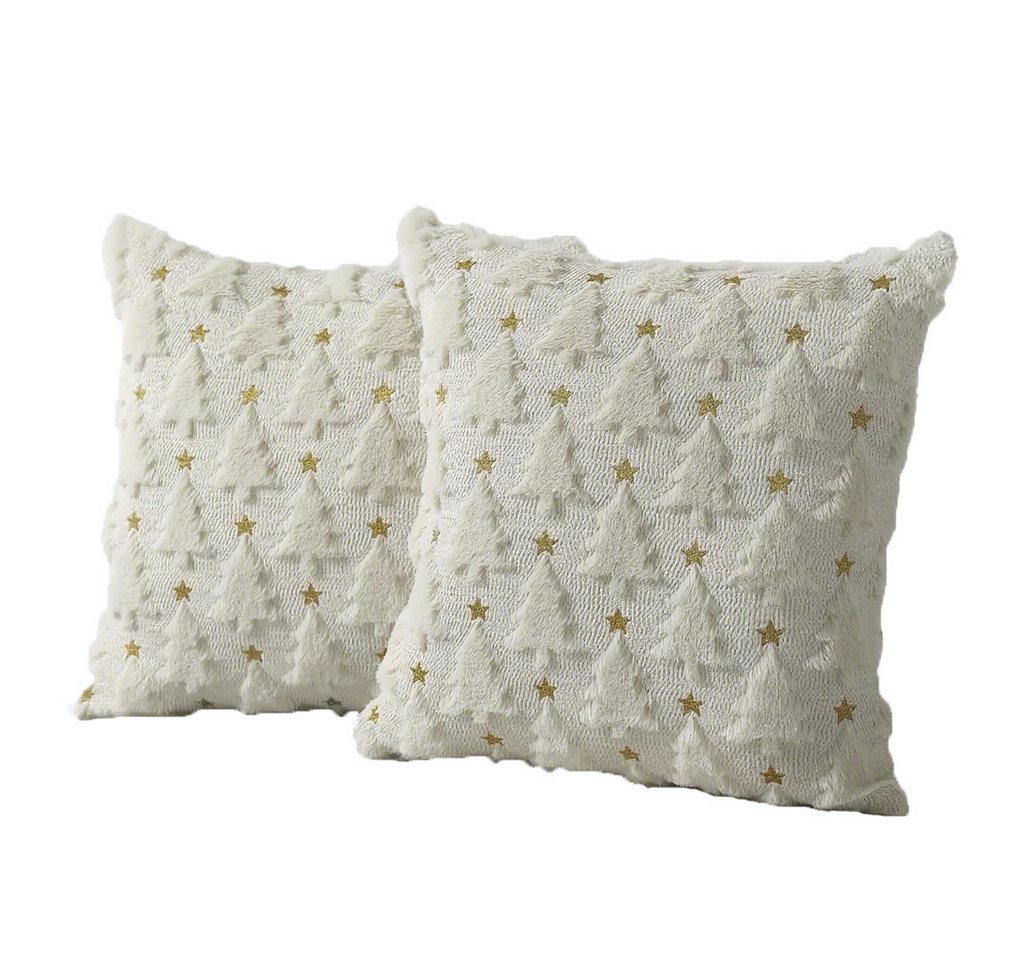 CLTYQ Kissenbezug Kissenbezug Weihnachten 2 Stück, Weihnachtsbaum-Kissenbezüge,45x45 cm, Weihnachtsdeko Kissenbezug Plüsch-Kunstfell, weicher Kissenbezug von CLTYQ