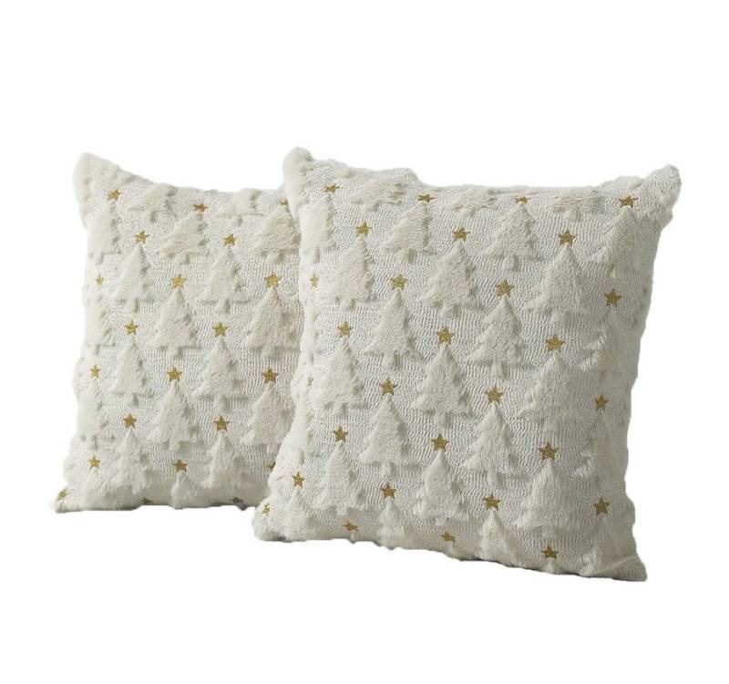 CLTYQ Kissenbezug Kissenbezug Weihnachten 2 Stück, Weihnachtsbaum-Kissenbezüge,45x45 cm, Weihnachtsdeko Kissenbezug Plüsch-Kunstfell, weicher Kissenbezug von CLTYQ