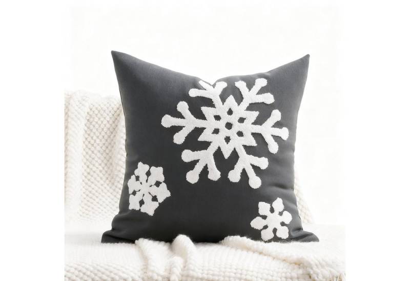 CLTYQ Kissenbezug Kissenbezug Weihnachten 2 Stück, Weihnachtsdeko Kissenbezug 45x45 cm, Schneeflockenstickerei,Kissenbezüge aus Canvas weiche von CLTYQ