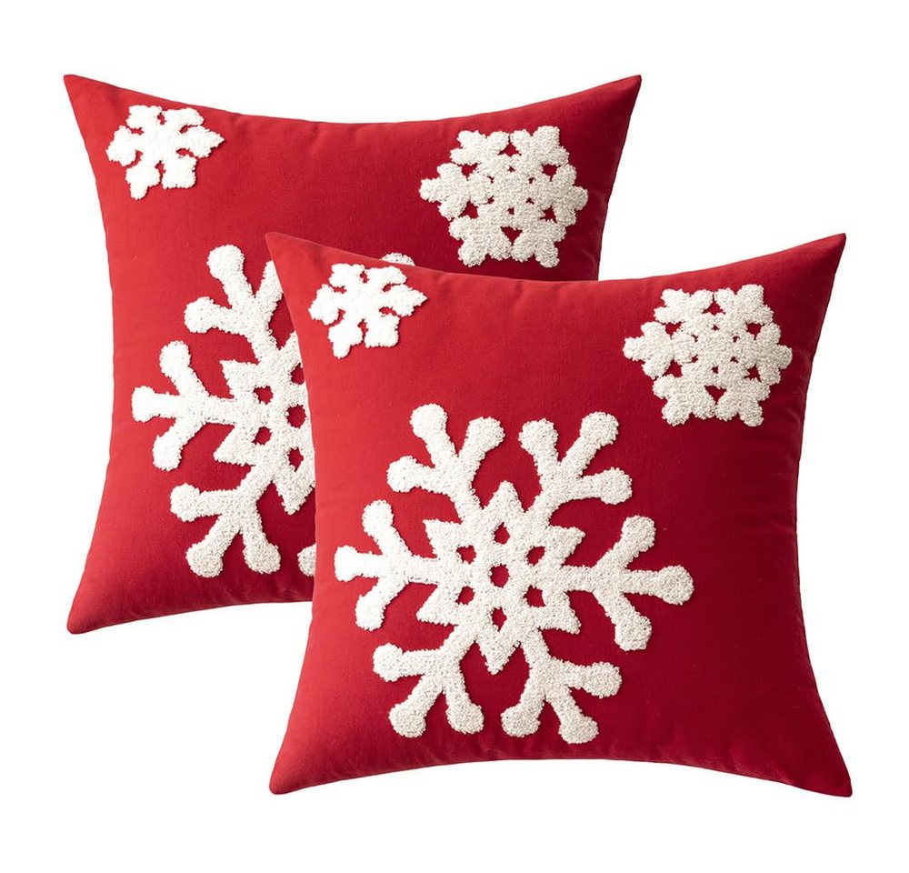 CLTYQ Kissenbezug Kissenbezug Weihnachten 2 Stück, Weihnachtsdeko Kissenbezug 45x45 cm, Schneeflockenstickerei,Kissenbezüge aus Canvas weiche von CLTYQ