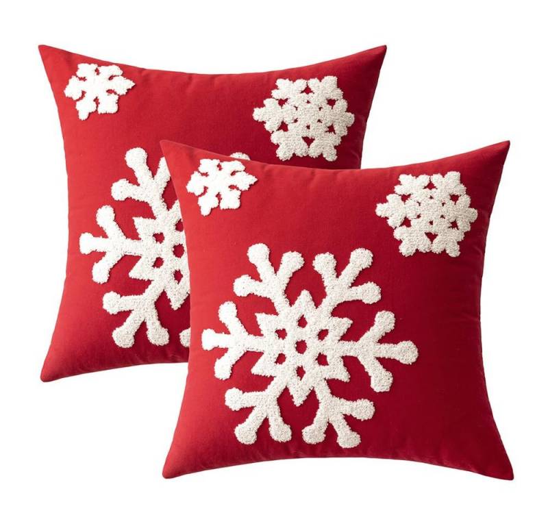 CLTYQ Kissenbezug Kissenbezug Weihnachten 2 Stück, Weihnachtsdeko Kissenbezug 45x45 cm, Schneeflockenstickerei,Kissenbezüge aus Canvas weiche von CLTYQ