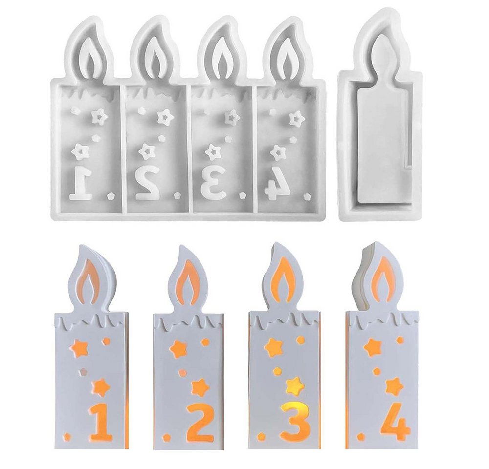CLTYQ Modellierwerkzeug Gießformen Zahlen, Weihnachten Silikonform Adventzahle Gießform, Kerzenform,Weihnachten Mini Häuser Giessformen Silikon Gießform von CLTYQ