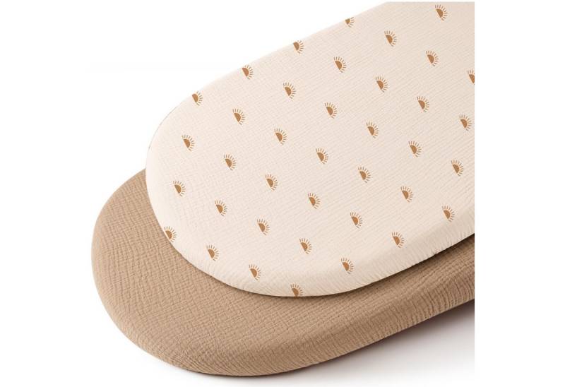 CLTYQ Spannbettlaken Baby-Spannbettlaken,2er-Pack dehnbare Stubenwagen-Bettlaken, weich für ovale Sanduhr-Wiege, Babykörbchen, rechteckige Matratze von CLTYQ