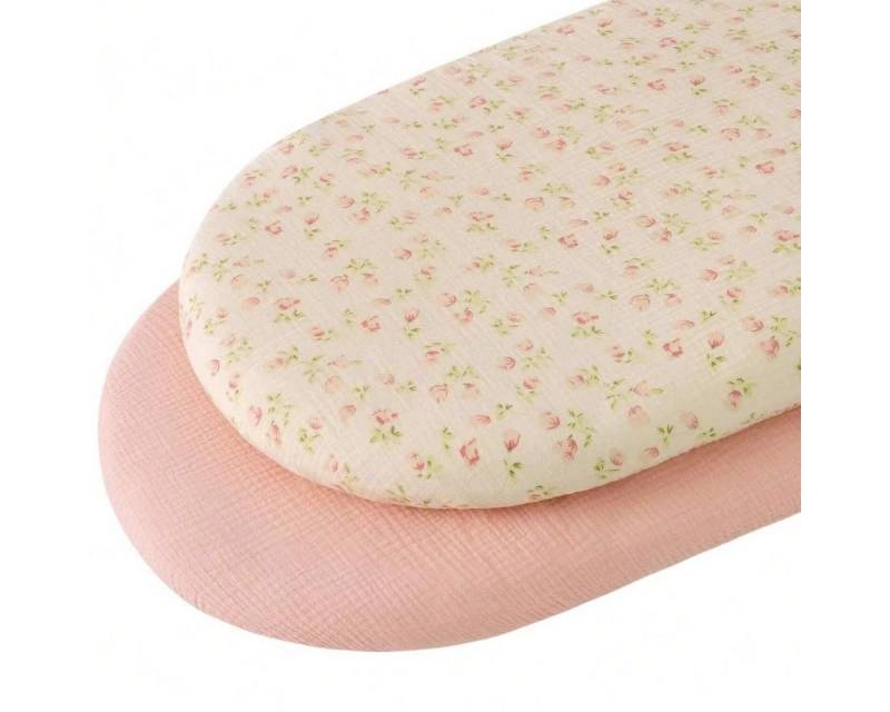 CLTYQ Spannbettlaken Baby-Spannbettlaken,2er-Pack dehnbare Stubenwagen-Bettlaken, weich für ovale Sanduhr-Wiege, Babykörbchen, rechteckige Matratze von CLTYQ