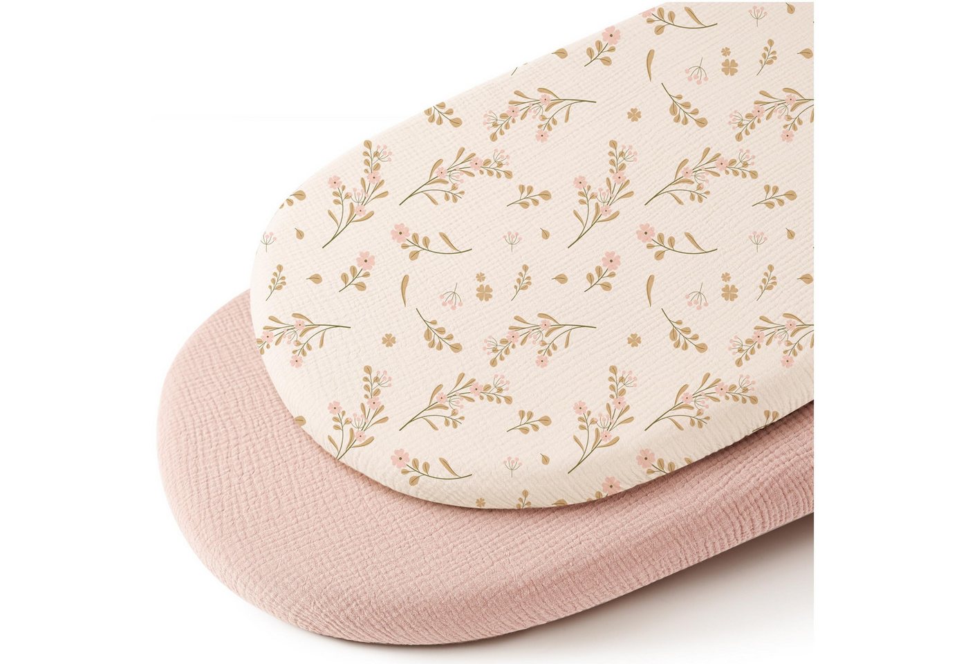 CLTYQ Spannbettlaken Baby-Spannbettlaken,2er-Pack dehnbare Stubenwagen-Bettlaken, weich für ovale Sanduhr-Wiege, Babykörbchen, rechteckige Matratze von CLTYQ