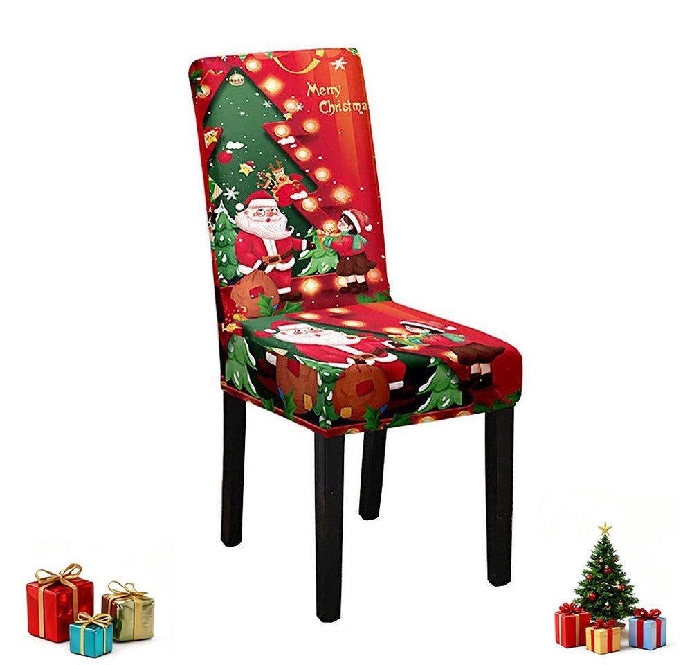 CLTYQ Stuhlhusse Weihnachtsstuhlbezug mit elastischer Rückenabdeckung,waschbar, Design mit Weihnachtsbaum von Santa Claus,für Küche, Esszimmer CLTYQ Stuhlhusse Weihnachtsstuhlbezug mit elastischer Rückenabdeckung,waschbar, Design mit Weihnachtsbaum von Santa Claus,für Küche, Esszimmer von CLTYQ