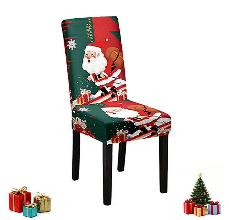 CLTYQ Stuhlhusse Weihnachtsstuhlbezug mit elastischer Rückenabdeckung,waschbar, Design mit Weihnachtsbaum von Santa Claus,für Küche, Esszimmer CLTYQ Stuhlhusse Weihnachtsstuhlbezug mit elastischer Rückenabdeckung,waschbar, Design mit Weihnachtsbaum von Santa Claus,für Küche, Esszimmer von CLTYQ