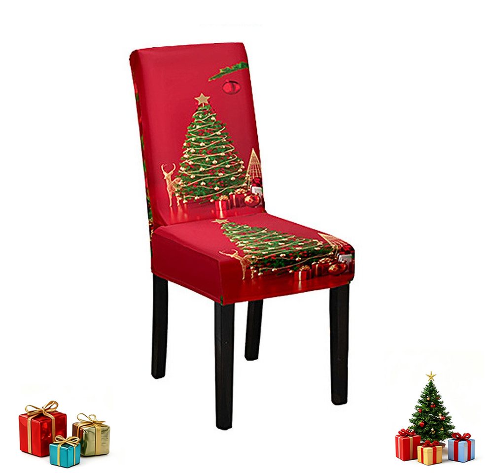 CLTYQ Stuhlhusse Weihnachtsstuhlbezug mit elastischer Rückenabdeckung,waschbar, Design mit Weihnachtsbaum von Santa Claus,für Küche, Esszimmer CLTYQ Stuhlhusse Weihnachtsstuhlbezug mit elastischer Rückenabdeckung,waschbar, Design mit Weihnachtsbaum von Santa Claus,für Küche, Esszimmer von CLTYQ