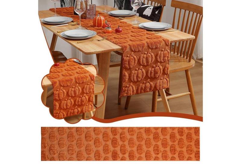 CLTYQ Tischdecke Tischläufer Herbst Halloween Kürbis Tischdecken (Coffee,33x183cm), Abwaschbarer Table Runner Baumwolle, Weich, Modern Boho von CLTYQ