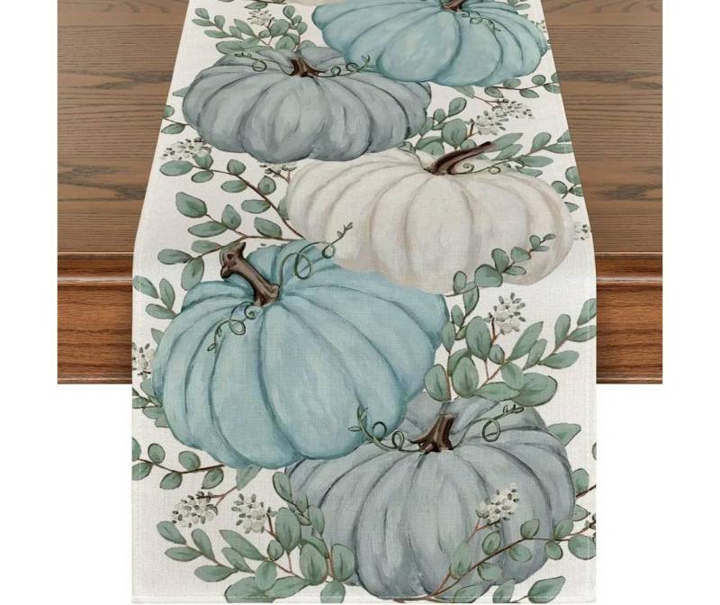 CLTYQ Tischläufer Kürbisse Eukalyptus Herbst Tischläufer, Saisonnal Küche Tisch Dekoration Drinnen Urlaub Party Dekor 40x140cm von CLTYQ