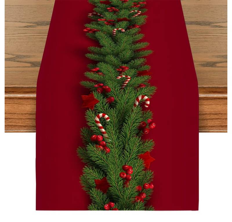 CLTYQ Tischläufer Tischläufer Weihnachtlicher Leinen Tischläufer,Roter Tischläufer (1-tlg), 230 x 33 cm Festliche Tischdekoration-Weihnachtsparty-Dekoration 1-tlg von CLTYQ