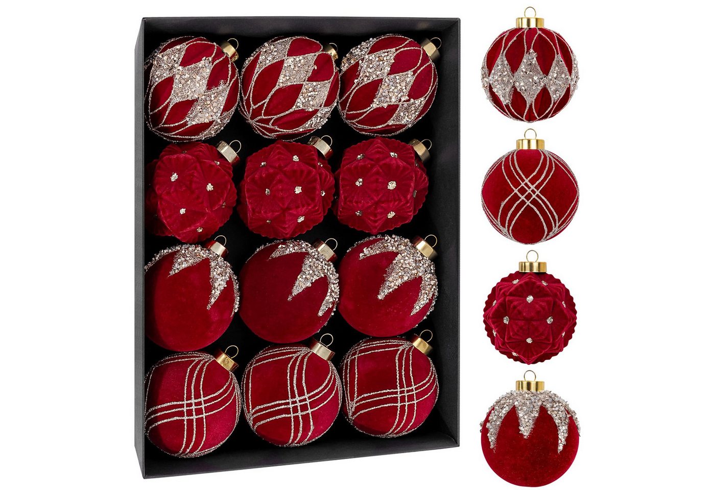 CLTYQ Weihnachtsbaumkugel Weihnachtskugeln,12er Set,Weihnachtsdeko, Samt-Weihnachtsbaumschmuck, 8 cm große glitzernde Christbaumkugeln, Geschenkbox CLTYQ Weihnachtsbaumkugel Weihnachtskugeln,12er Set,Weihnachtsdeko, Samt-Weihnachtsbaumschmuck, 8 cm große glitzernde Christbaumkugeln, Geschenkbox von CLTYQ