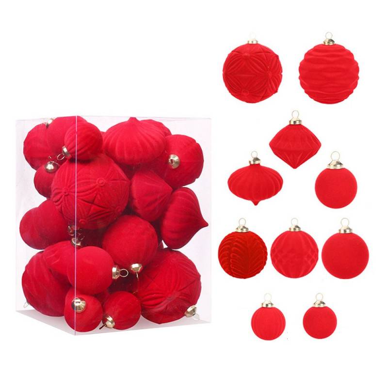 CLTYQ Weihnachtsbaumkugel Weihnachtskugeln 35er Set Samt Weihnachtskugel Ornamente Set, Plastik Weihnachtsbaum Kugeln für Weihnachtsfeiertag Dekoration von CLTYQ