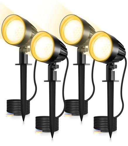 9W Gartenleuchte mit Erdspieß CLV 680LM 2700K Warmweiß Gartenbeleuchtung LED IP66 Wasserdicht Gartenstrahler außen Gartenlampe Beleuchtung für Gärten Sträucher Bäume 4 Stück von CLV