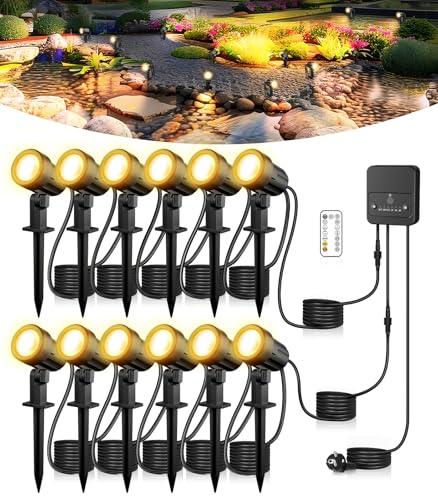 CLV Gartenbeleuchtung mit Strom, 35M Gartenstrahler LED Außen 2700K-6500K Dimmbar Gartenleuchte mit Fernbedienung 2 Dynamische Modi Gartenleuchten 2400LM IP66 Wasserdicht Gartenlampen für Draußen Hof CLV Gartenbeleuchtung mit Strom, 35M Gartenstrahler LED Außen 2700K-6500K Dimmbar Gartenleuchte mit Fernbedienung 2 Dynamische Modi Gartenleuchten 2400LM IP66 Wasserdicht Gartenlampen für Draußen Hof von CLV