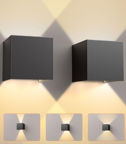 CLV LED Wandleuchten Innen/Außen 12W, 1000LM Aluminium Wandlampe Innen Einstellbarer Lichtstrahl LED Außenwandleuchte 3000K Warmweiß Aussenlampe Wand IP65 Wasserdicht für Park Wohnzimmer Balkon Flur von CLV