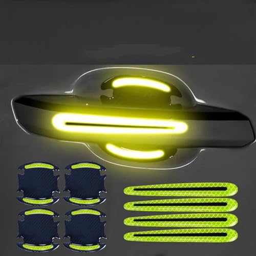 CLVCCZTZGW Außenzubehör Kratzfeste Abdeckung Autogriff-Schutzfolie Autosicherheit Reflektierende Streifenaufkleber 4/8 Stück(8 Handle Bowl Green) von CLVCCZTZGW