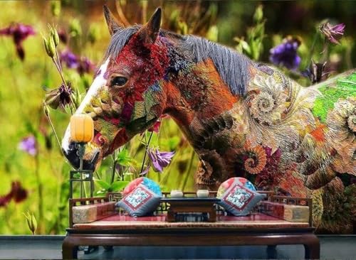 CLVIUJLBKLKSDD Fototapete 3D Effekt Weißes Pferd 200cmx140cm Bunte Blumen Schlafzimmer Wohnzimmer Wanddeko, Wandbild, Wandtapete CLVIUJLBKLKSDD Fototapete 3D Effekt Weißes Pferd 200cmx140cm Bunte Blumen Schlafzimmer Wohnzimmer Wanddeko, Wandbild, Wandtapete von CLVIUJLBKLKSDD